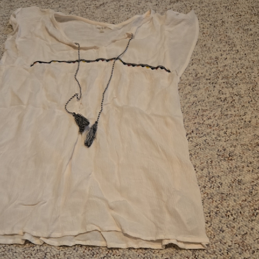 Maurices Cream Blouse with Tassel Accent - Picture 5 of 6